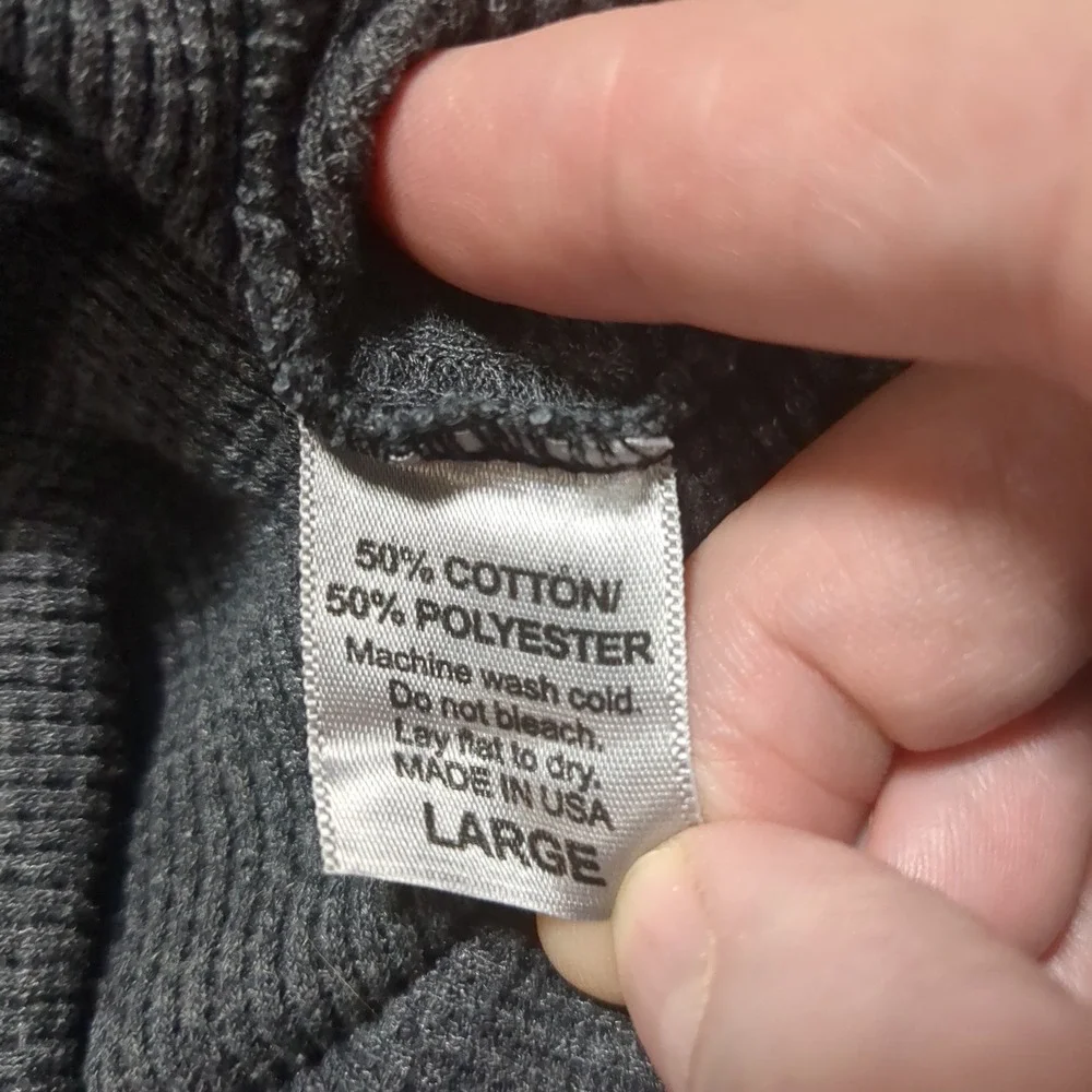 Bar J Wranglers Jackson Hole Wyoming‎ Thermal Hoodie Gray Waffle Knit Large USA